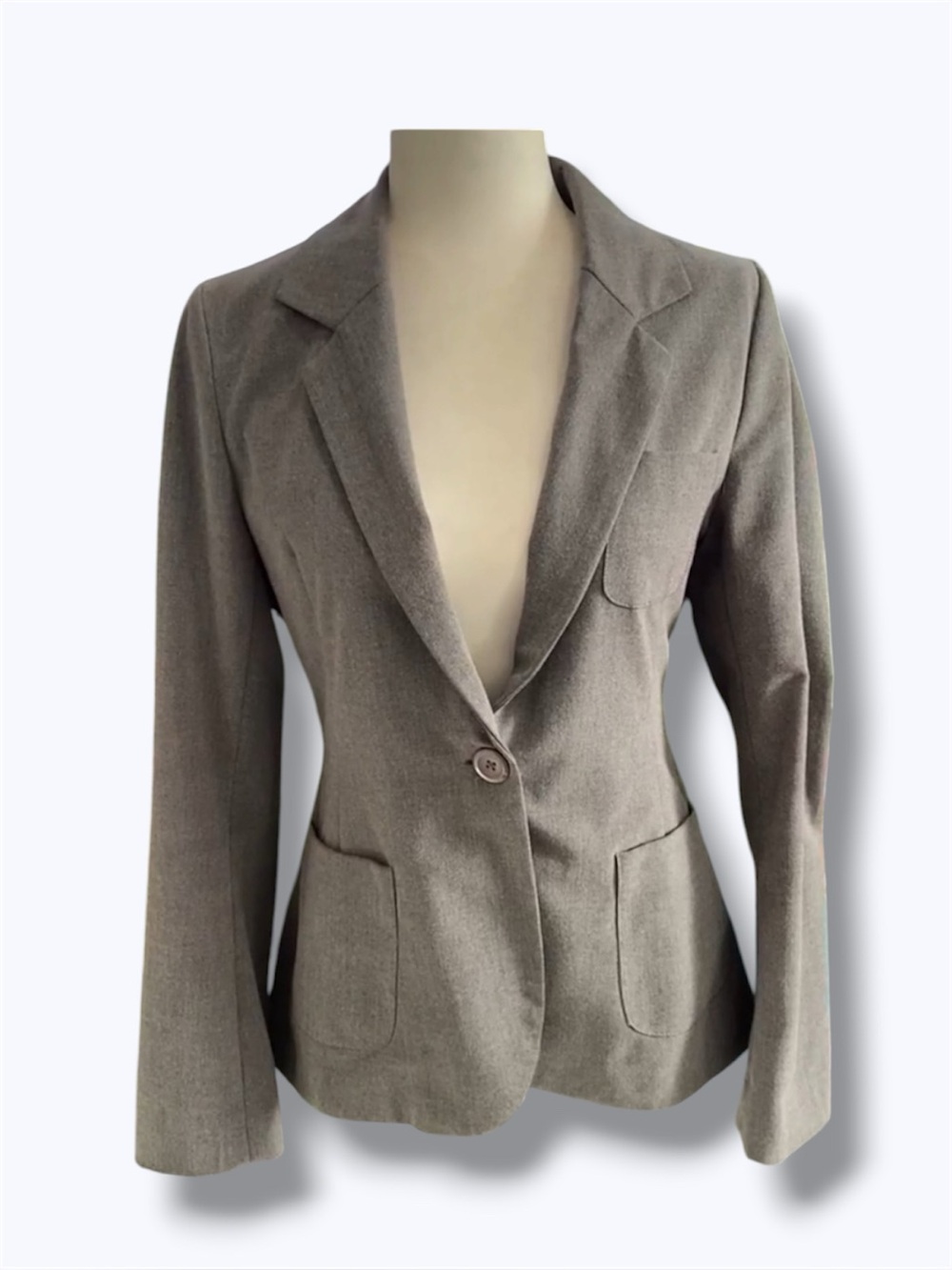 Not Forever Gray Single Button Fitted Blazer Jacket Split Tail